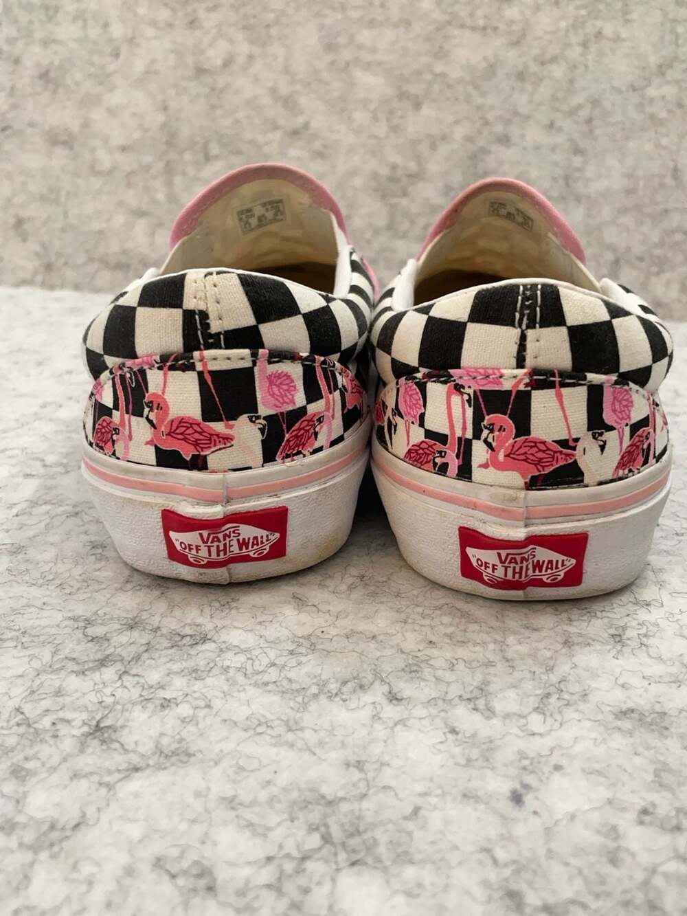 Vans Classic Slip-On Customs Checkered Flamingo Print Shoes - Picture 8 of 11